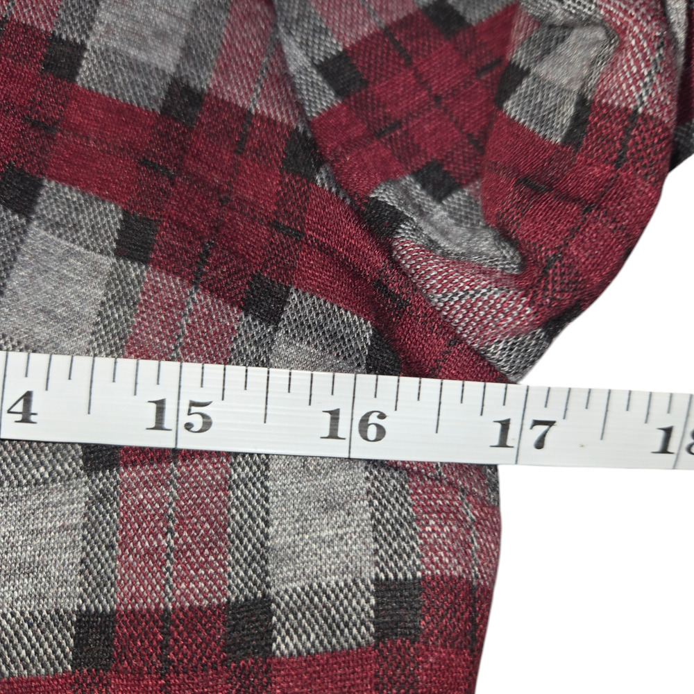 NWOT Modcloth Womens Large Fit & Flare Dress Plaid Burgundy Stretch Preppy - Picture 13 of 15